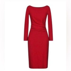 Chiara Boni Women Dress Elegant Garnet  Draped Dress Size 8 (44) Camelia Crepe